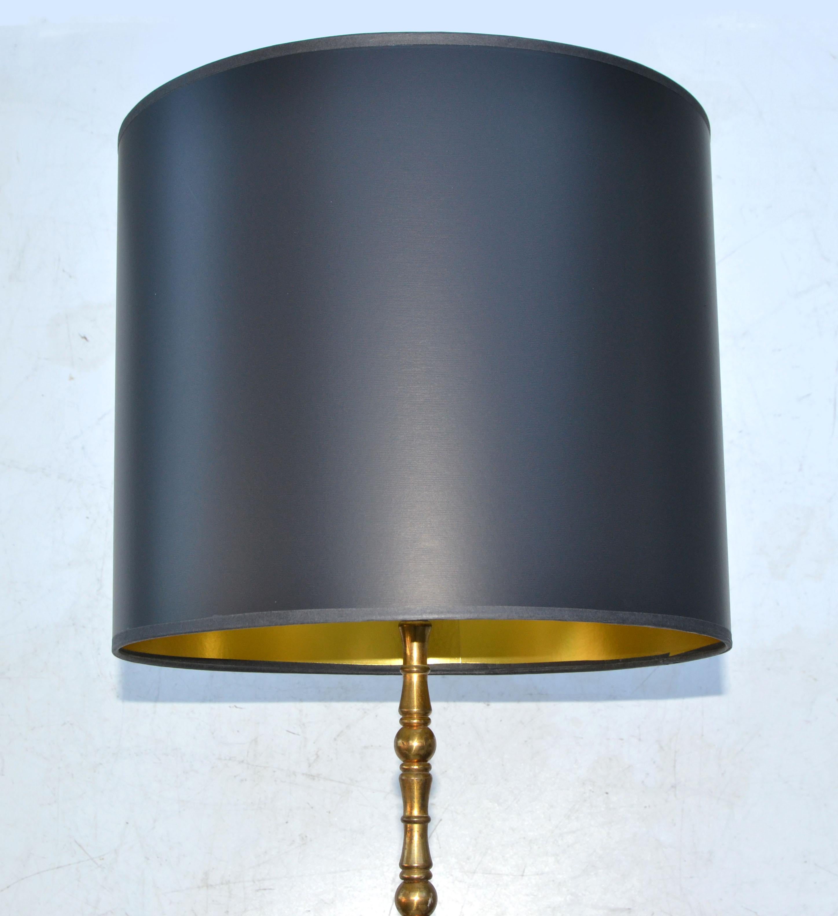 Pair, French Neoclassical Bronze Faux Bamboo & Brass Maison Baguès Floor Lamp For Sale 4