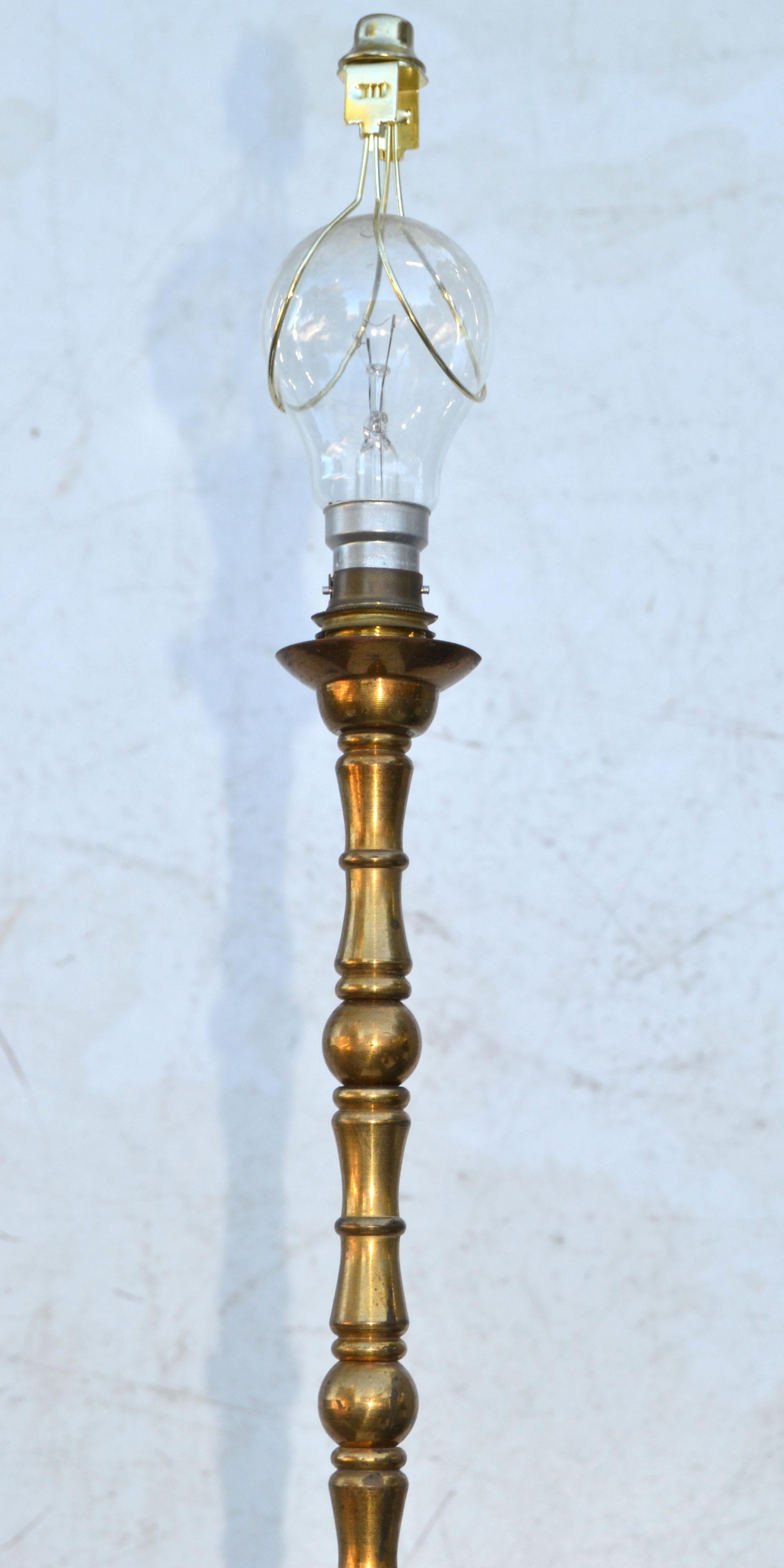 Pair, French Neoclassical Bronze Faux Bamboo & Brass Maison Baguès Floor Lamp For Sale 5
