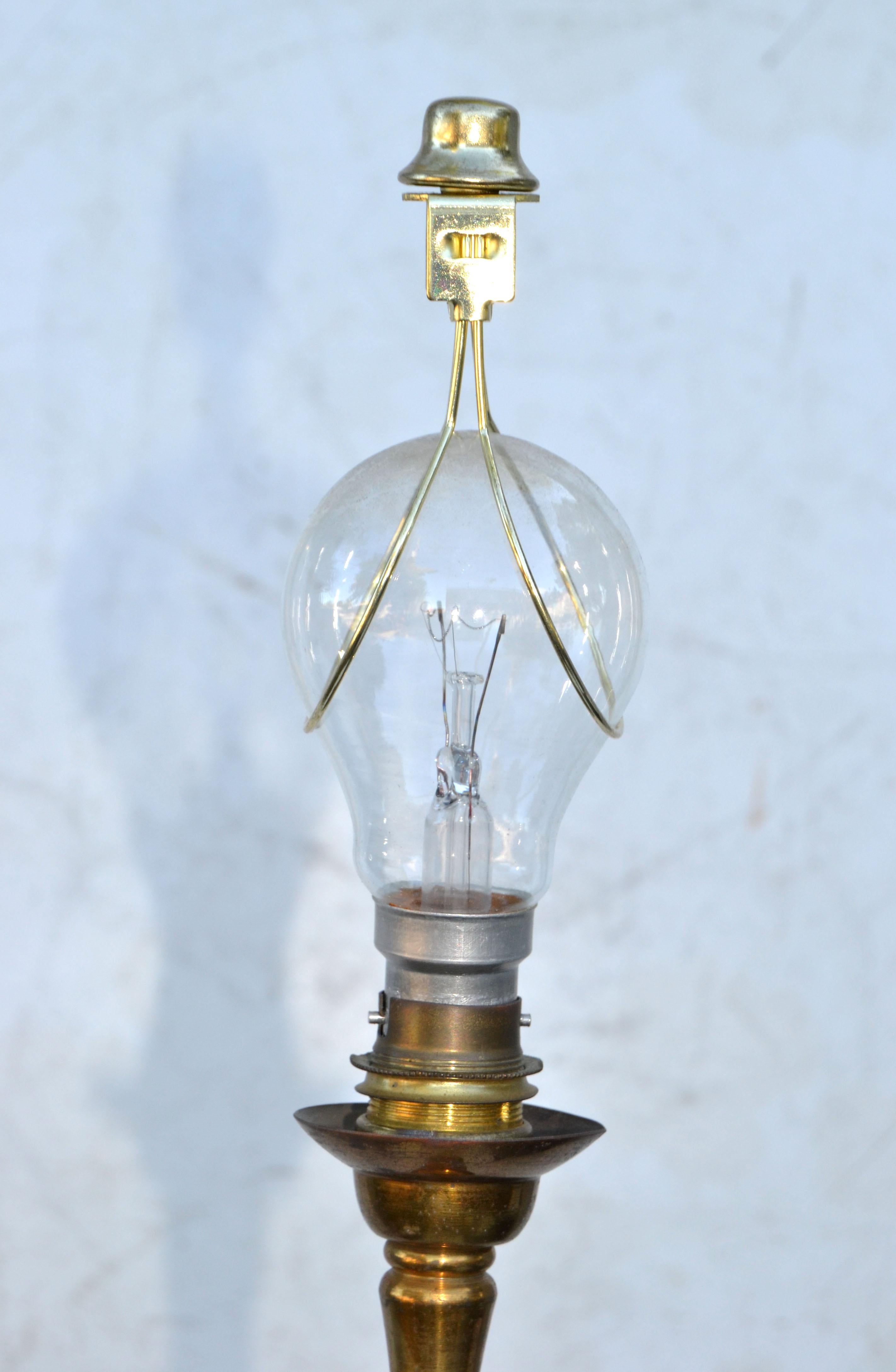 Pair, French Neoclassical Bronze Faux Bamboo & Brass Maison Baguès Floor Lamp For Sale 6