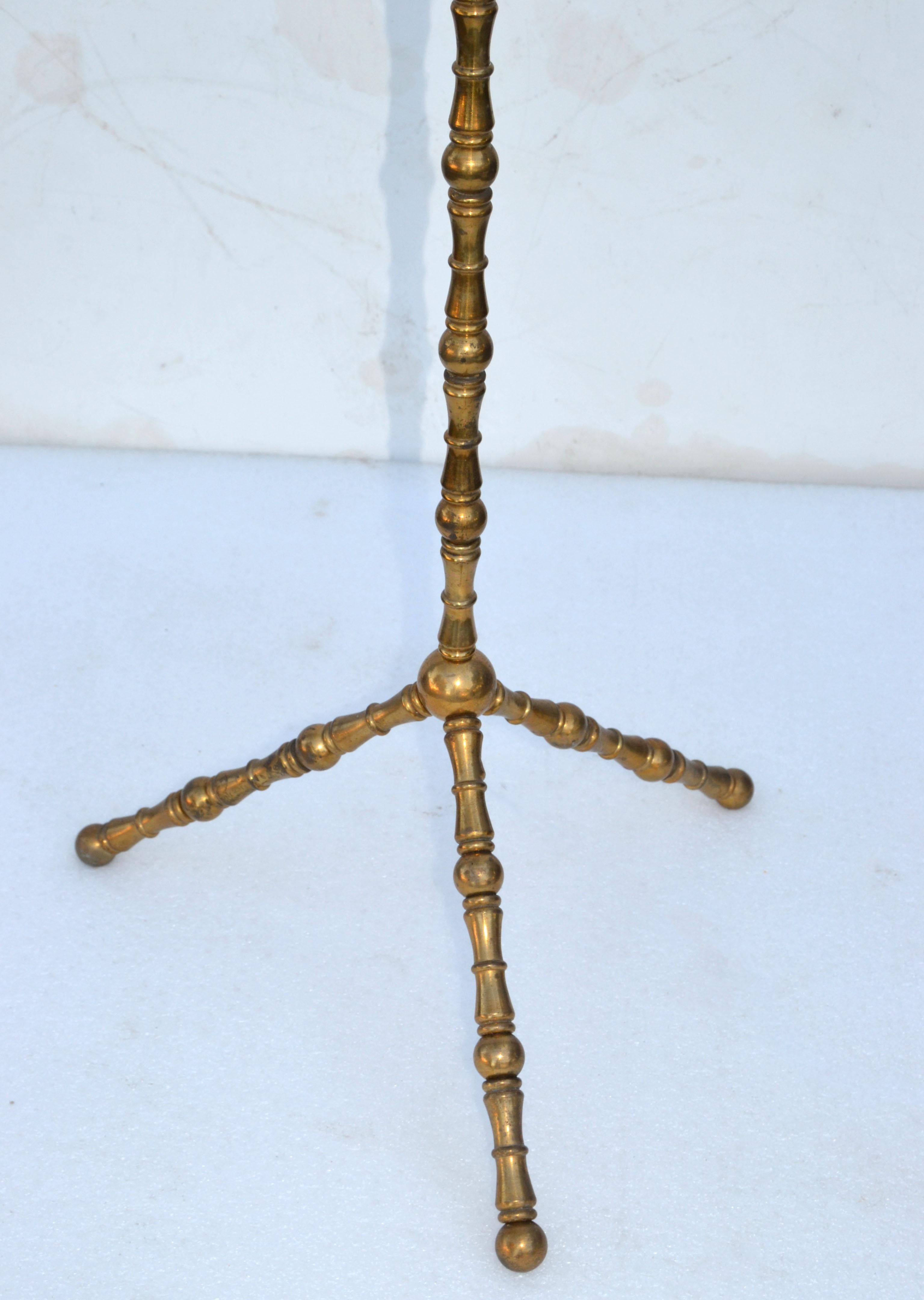 Pair, French Neoclassical Bronze Faux Bamboo & Brass Maison Baguès Floor Lamp For Sale 7