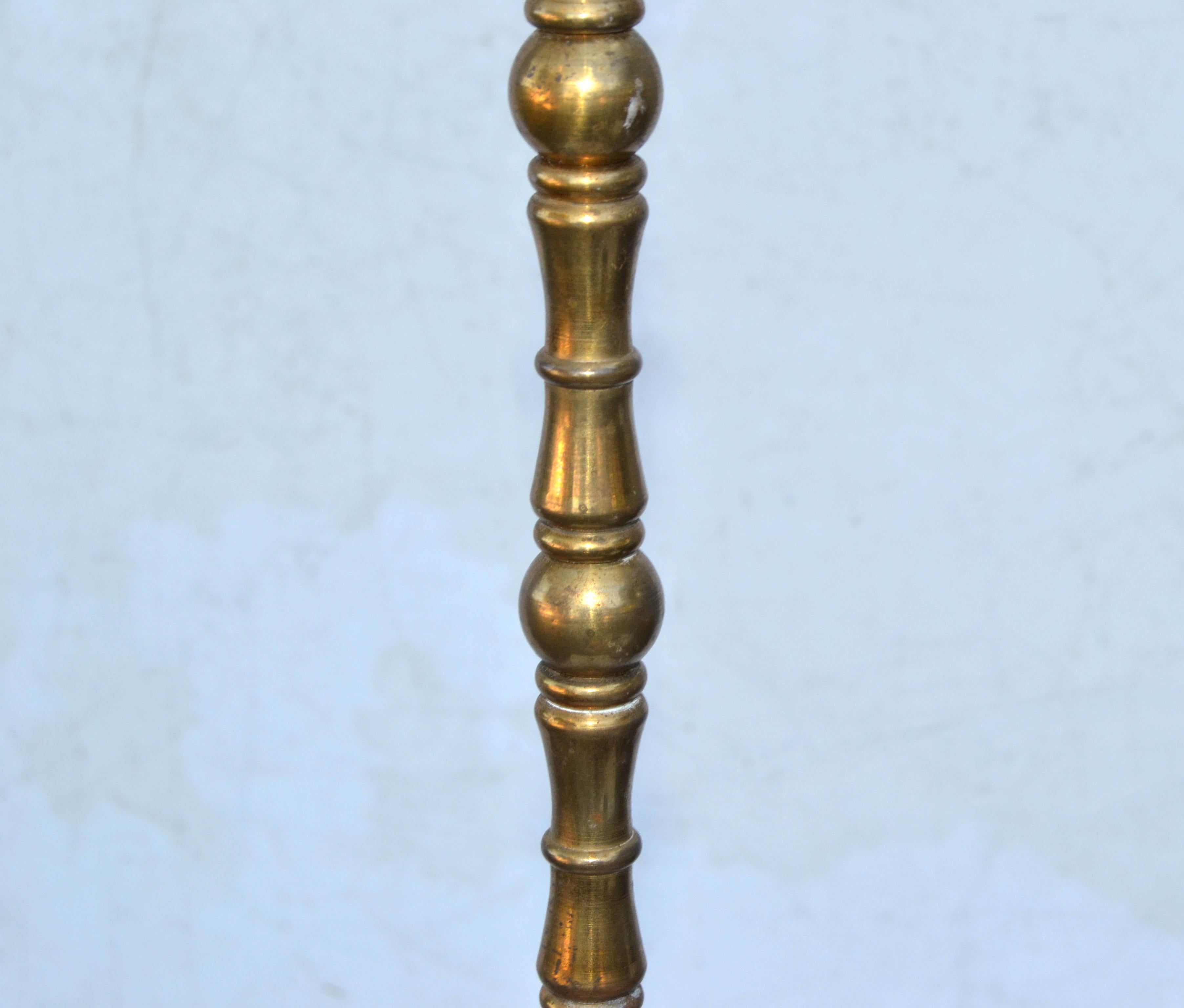 Mid-20th Century Pair, French Neoclassical Bronze Faux Bamboo & Brass Maison Baguès Floor Lamp For Sale