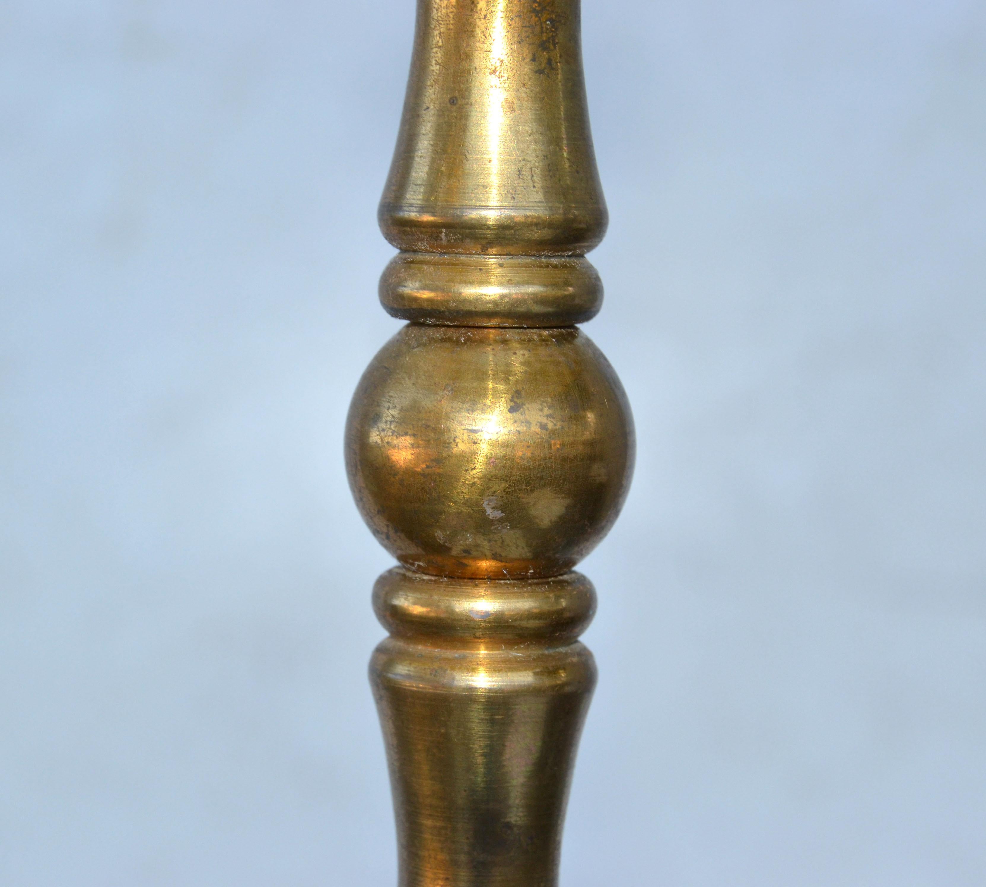Pair, French Neoclassical Bronze Faux Bamboo & Brass Maison Baguès Floor Lamp For Sale 1