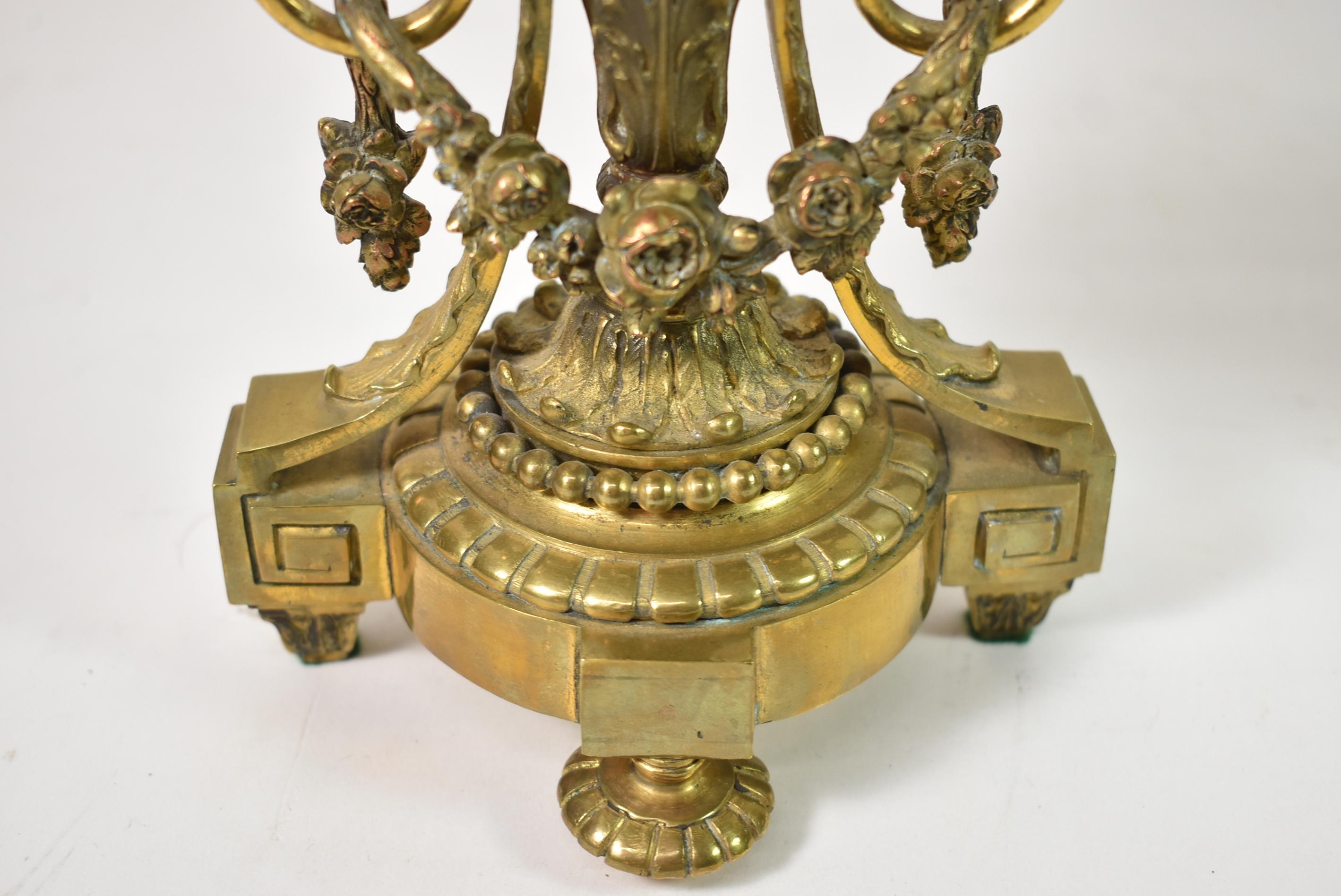 European Pair French Neoclassical Gilded Bronze Putti Cherub Candelabras For Sale