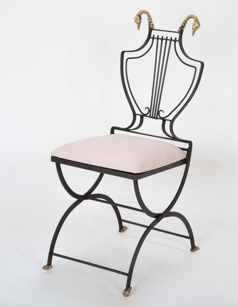 Pair French Neoclical Wrought Iron Garden Chairs Pair French Neoclical Wrought Iron Garden Chairs