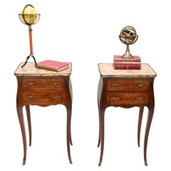 Pair French Nightstands Louis XVI Bedside Chests