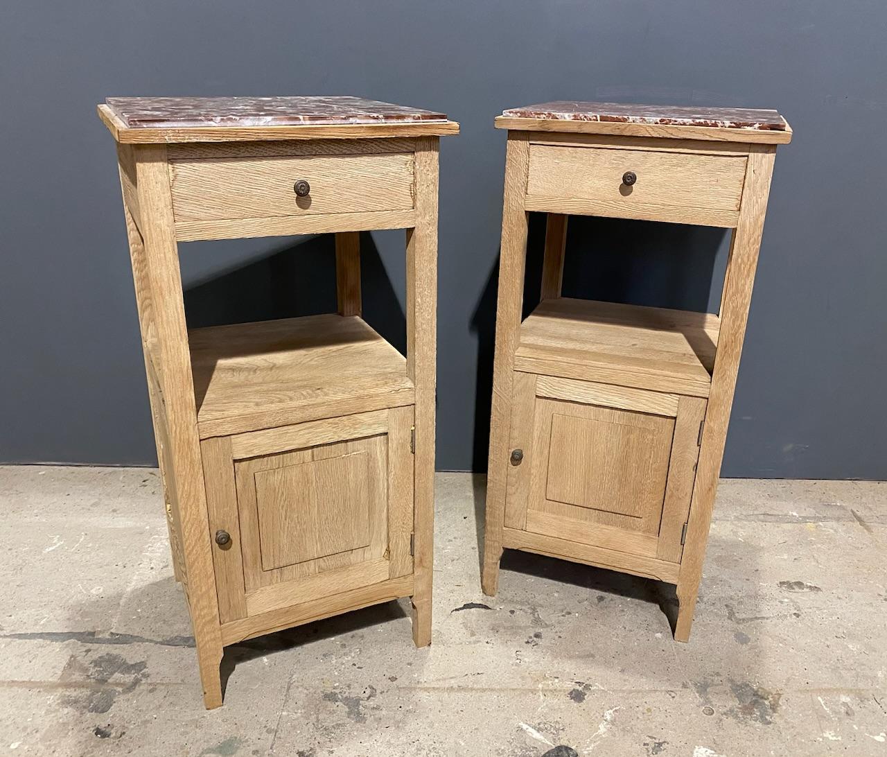 Pair French Oak Nightstands For Sale at 1stDibs