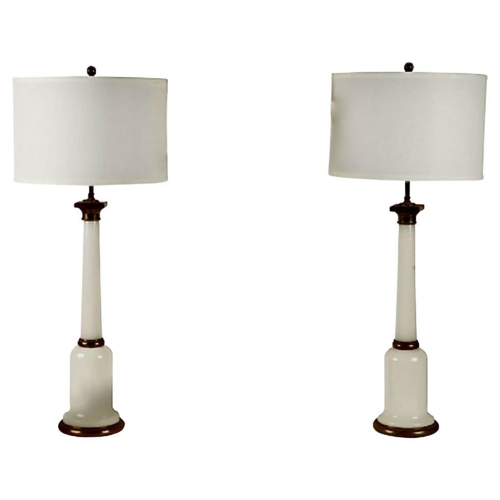 Coppia di Lampade French Opaline