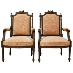 French Open Armchairs 19th Century Louis XVI Fauteuil Includes Recovering, Pair