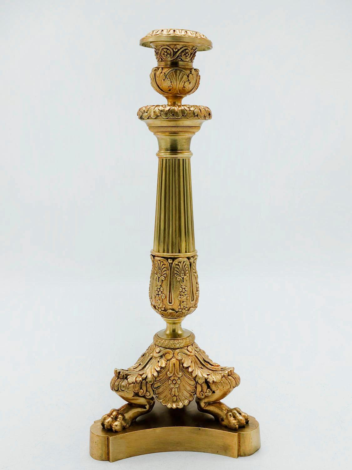Pair French Ormolu Bronze Dore Victorian Candelabras Regency Candlesticks For Sale 2