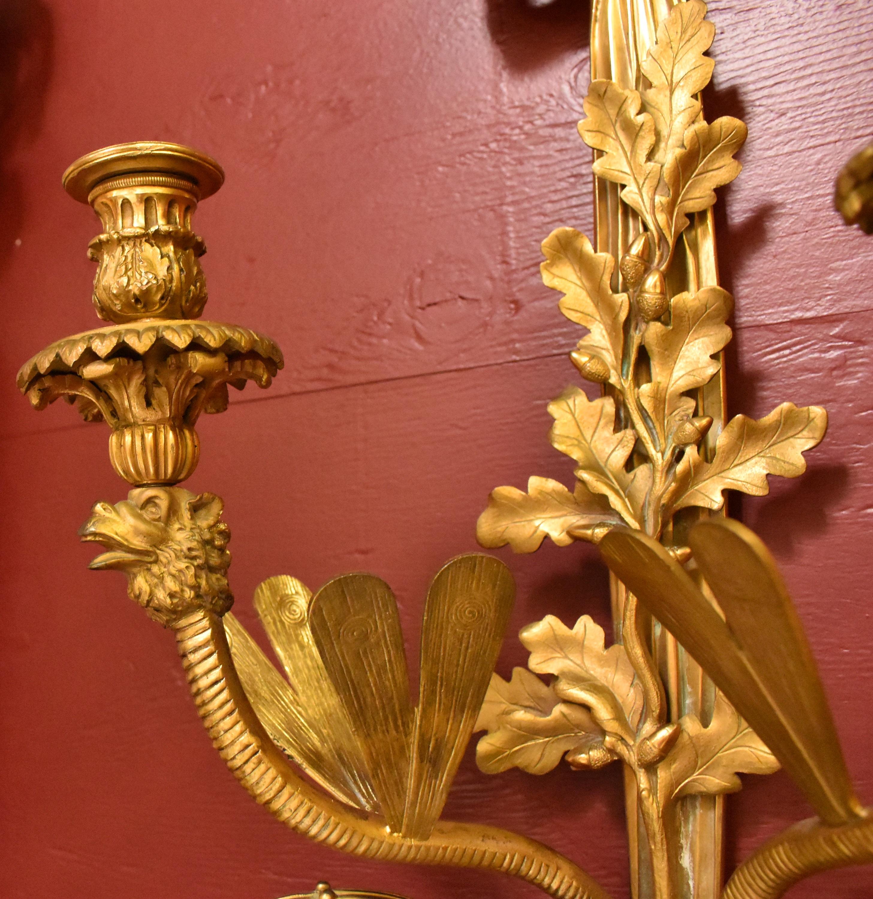 Pair French Ormolu Sconces, 19 Century For Sale 1