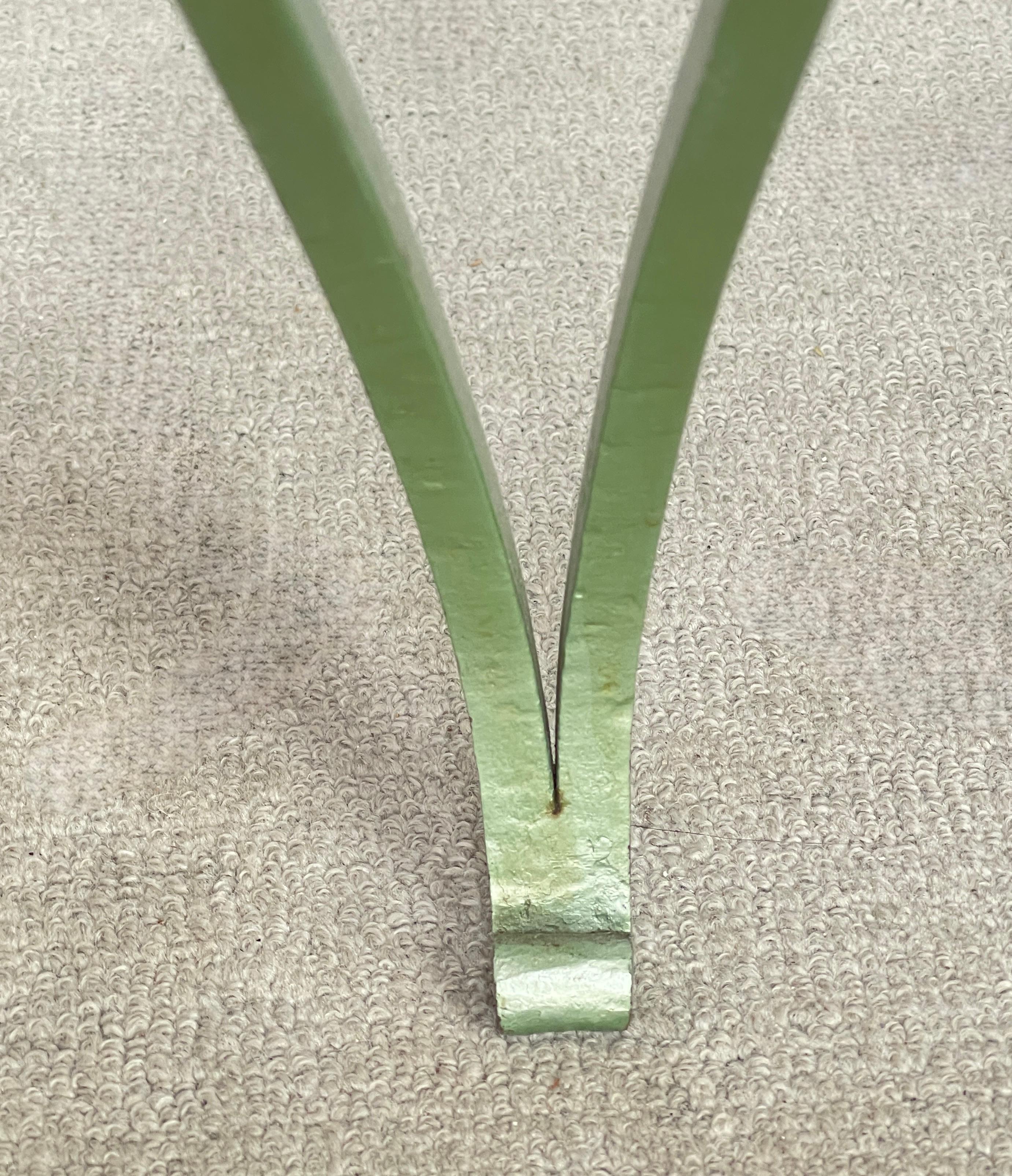 Pair French Painted & Gilt Wrought Iron Mirrored Martini Side Tables, 1940s For Sale 5