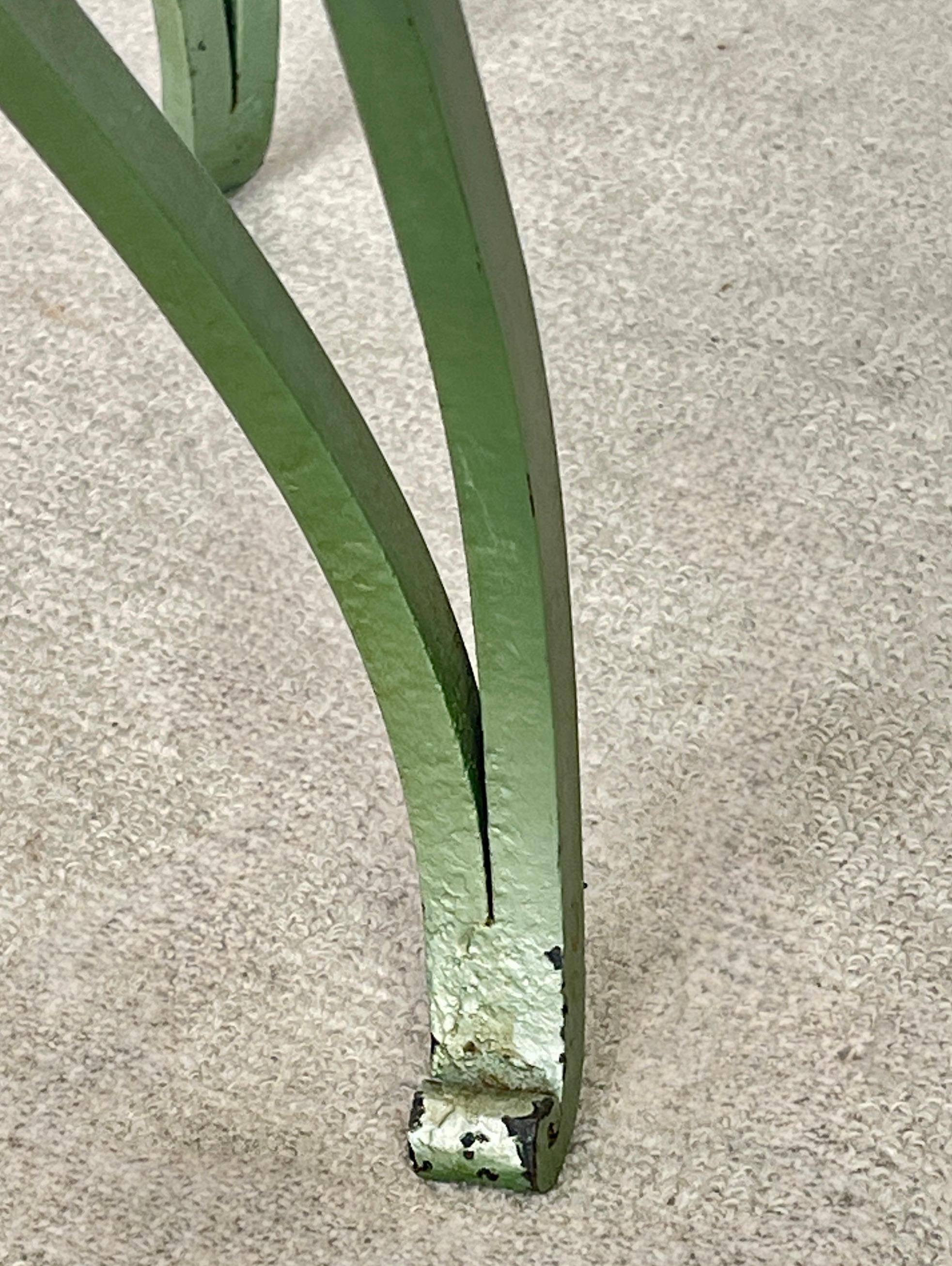 Pair French Painted & Gilt Wrought Iron Mirrored Martini Side Tables, 1940s For Sale 6