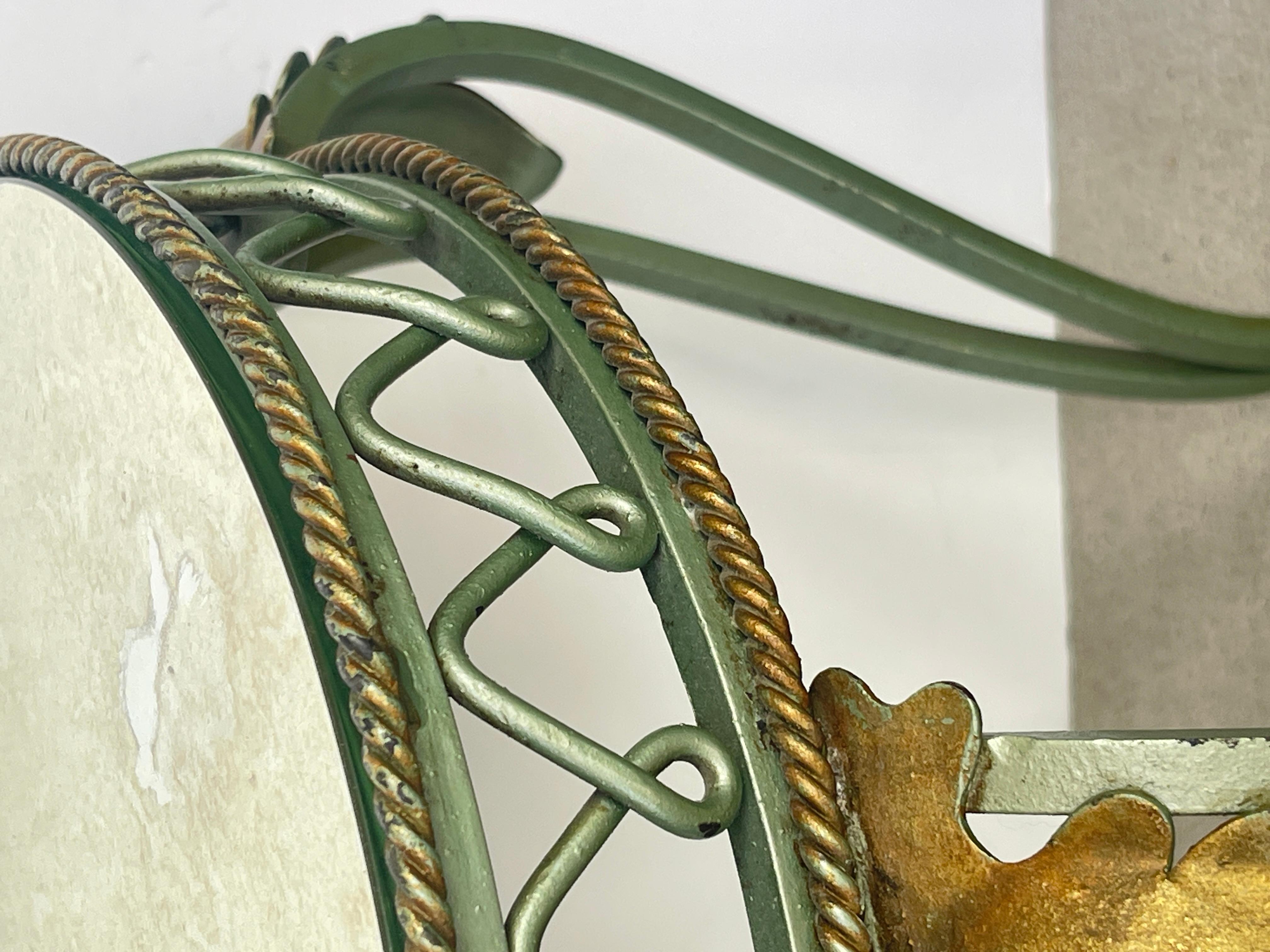 Pair French Painted & Gilt Wrought Iron Mirrored Martini Side Tables, 1940s For Sale 2