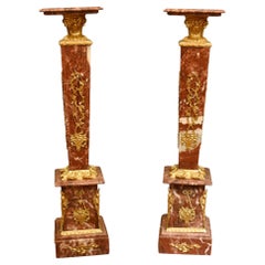 Pair French Pedestal Stands Marble Louis XVI Revival