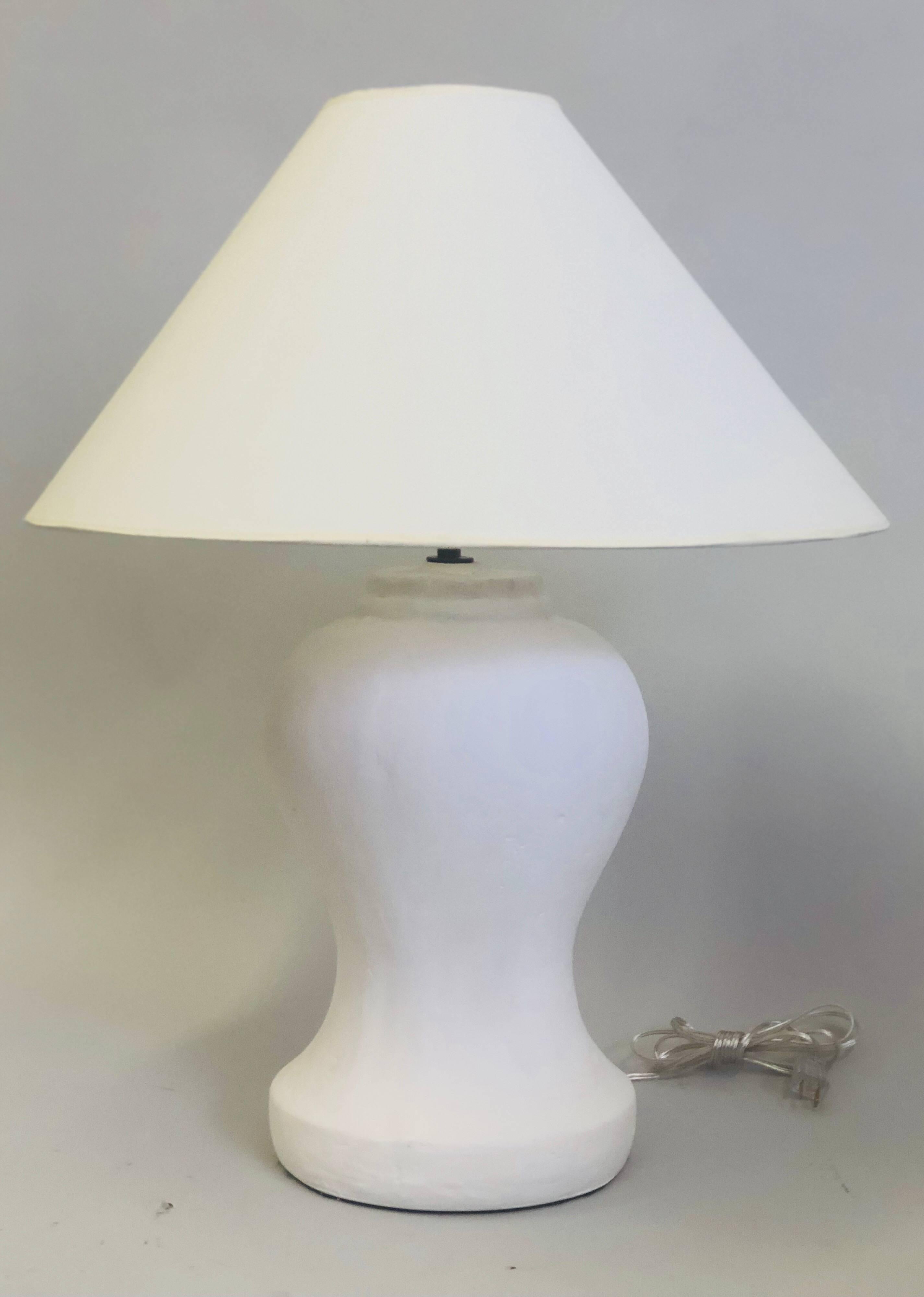 Mid-Century Modern French Plaster Table Lamps Pair from a Model by Giacometti and Jean-Michel Frank For Sale