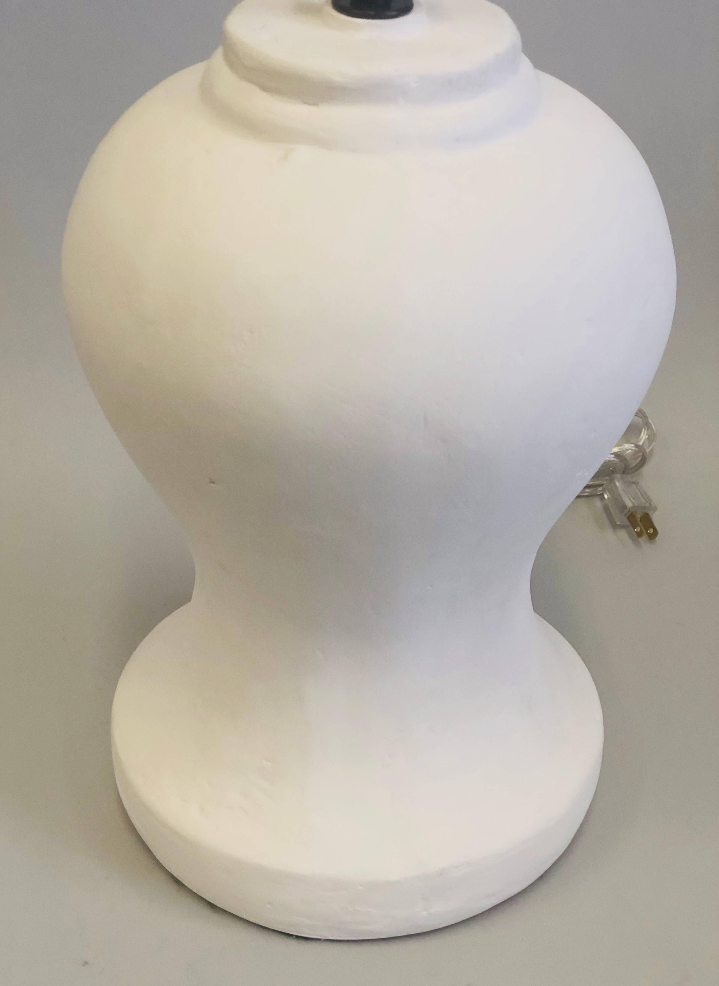 French Plaster Table Lamps Pair from a Model by Giacometti and Jean-Michel Frank In Good Condition For Sale In New York, NY