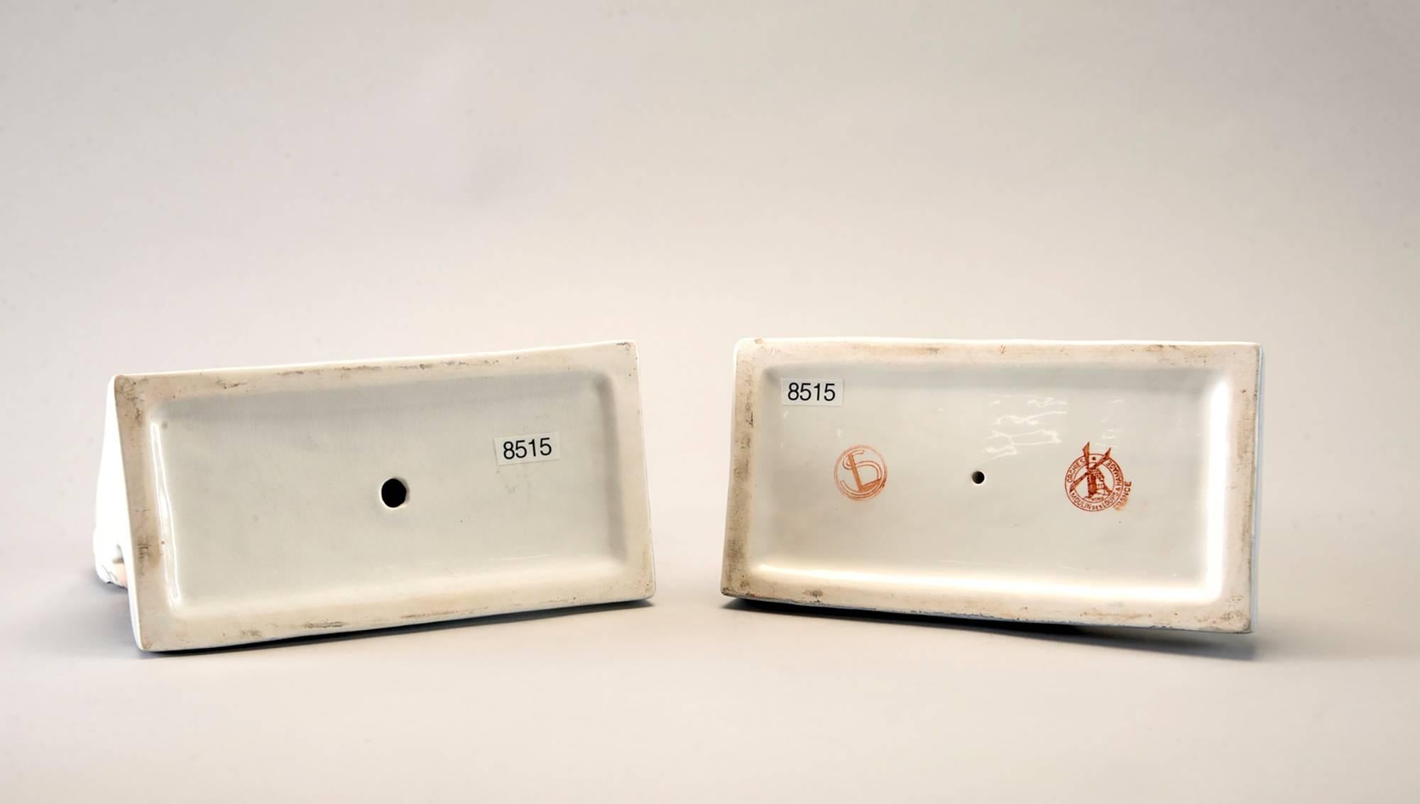 Pair of French Porcelain Art Deco Pierrot and Columbine Book Ends In Excellent Condition In Troy, MI