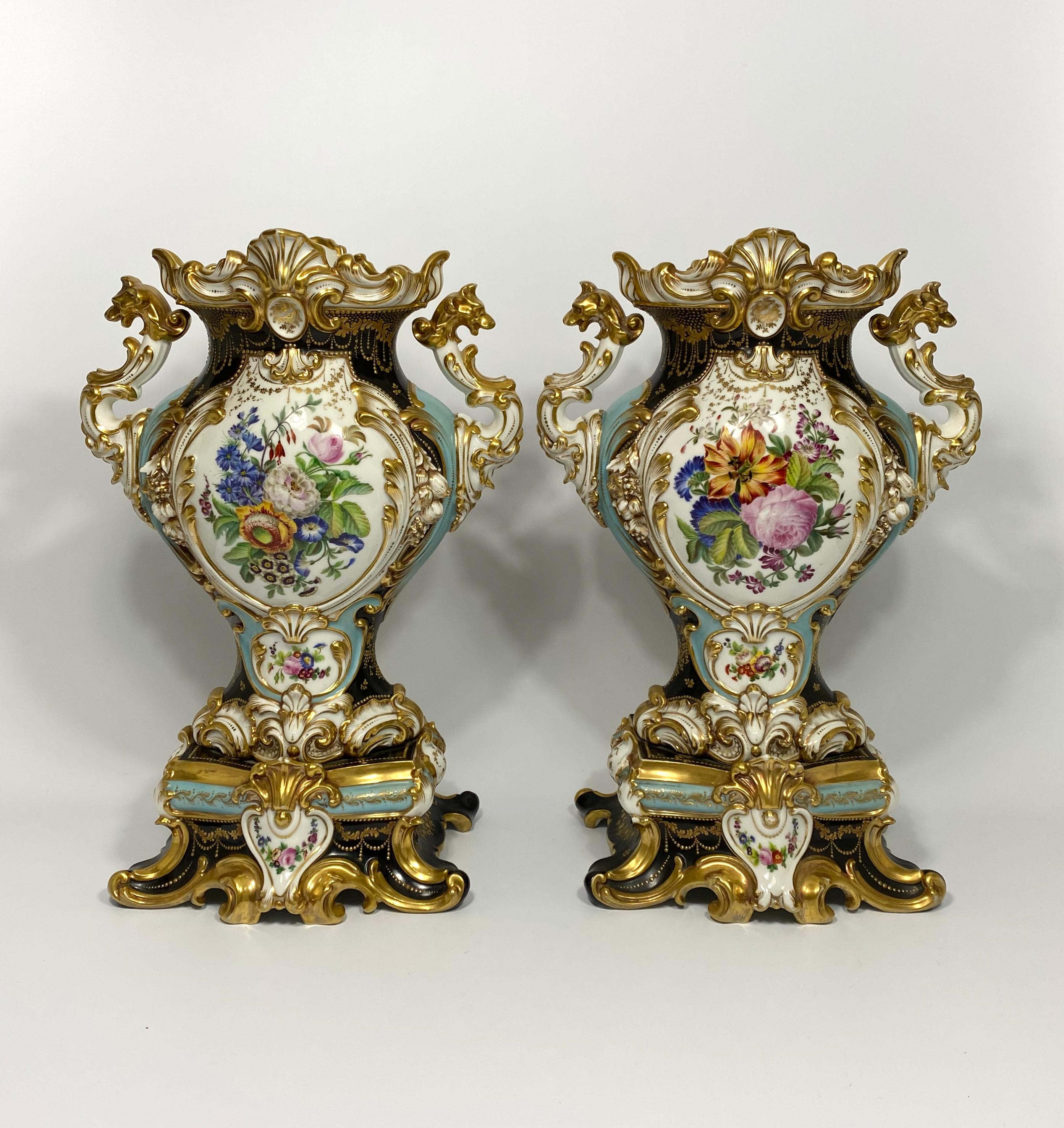 Victorian Pair of French Porcelain Vases, Probably Jacob Petit, circa 1840