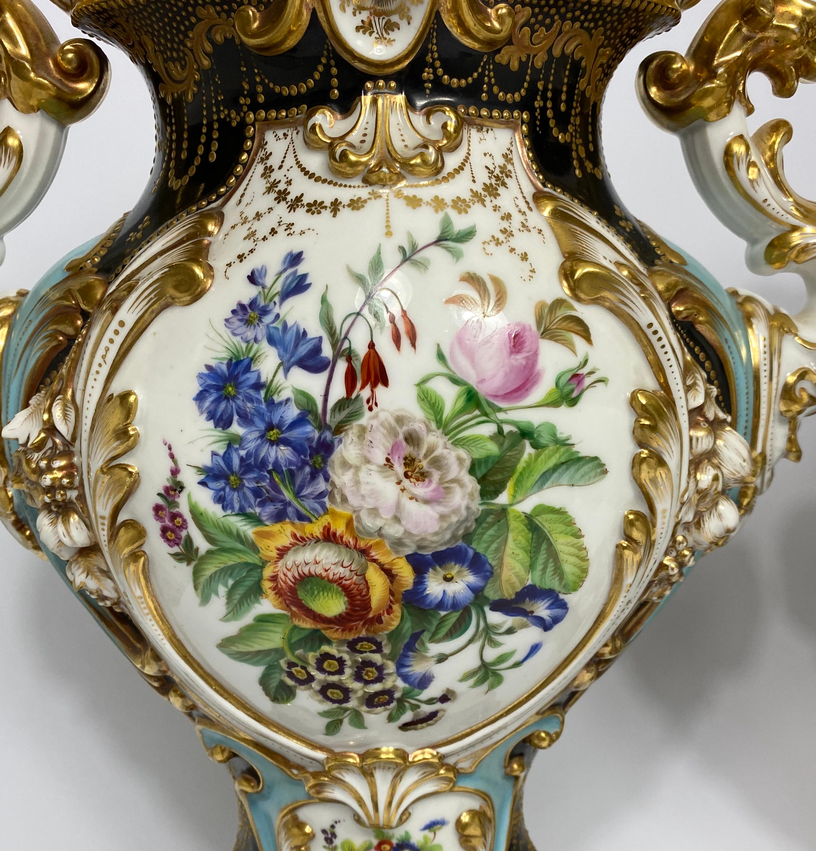 Fired Pair of French Porcelain Vases, Probably Jacob Petit, circa 1840