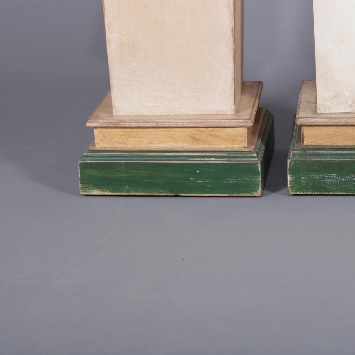 Wood Pair of French Provincial Hand Painted Sculpture Display Pedestals, 20th Century