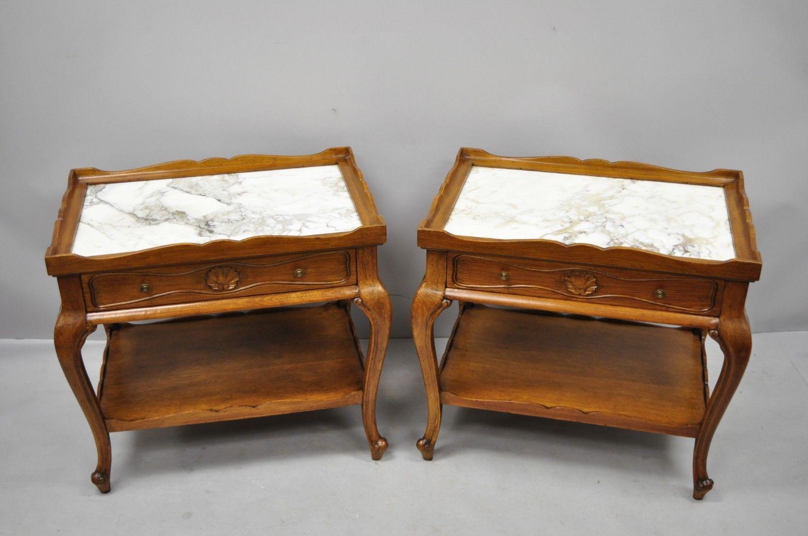 french provincial end tables with marble tops