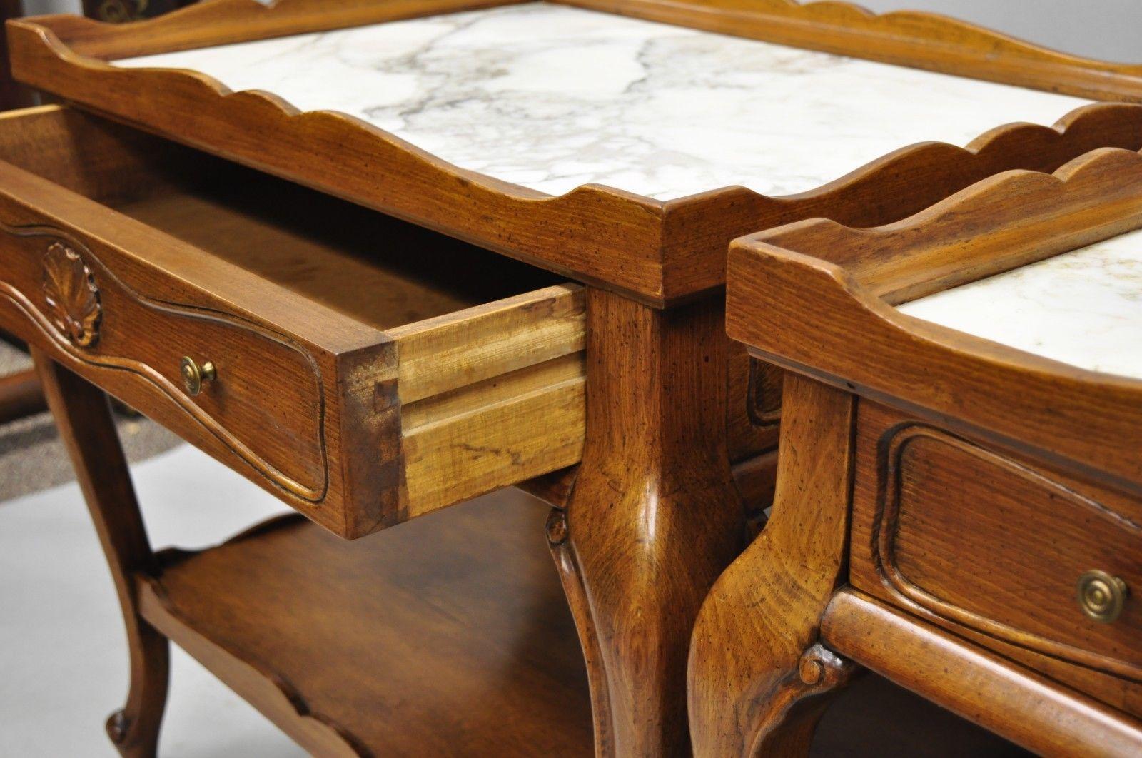 french provincial marble top end tables