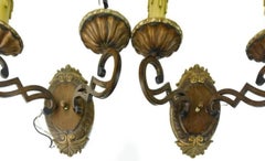 Pair French Provincial Style 2 Arm Wall Sconces