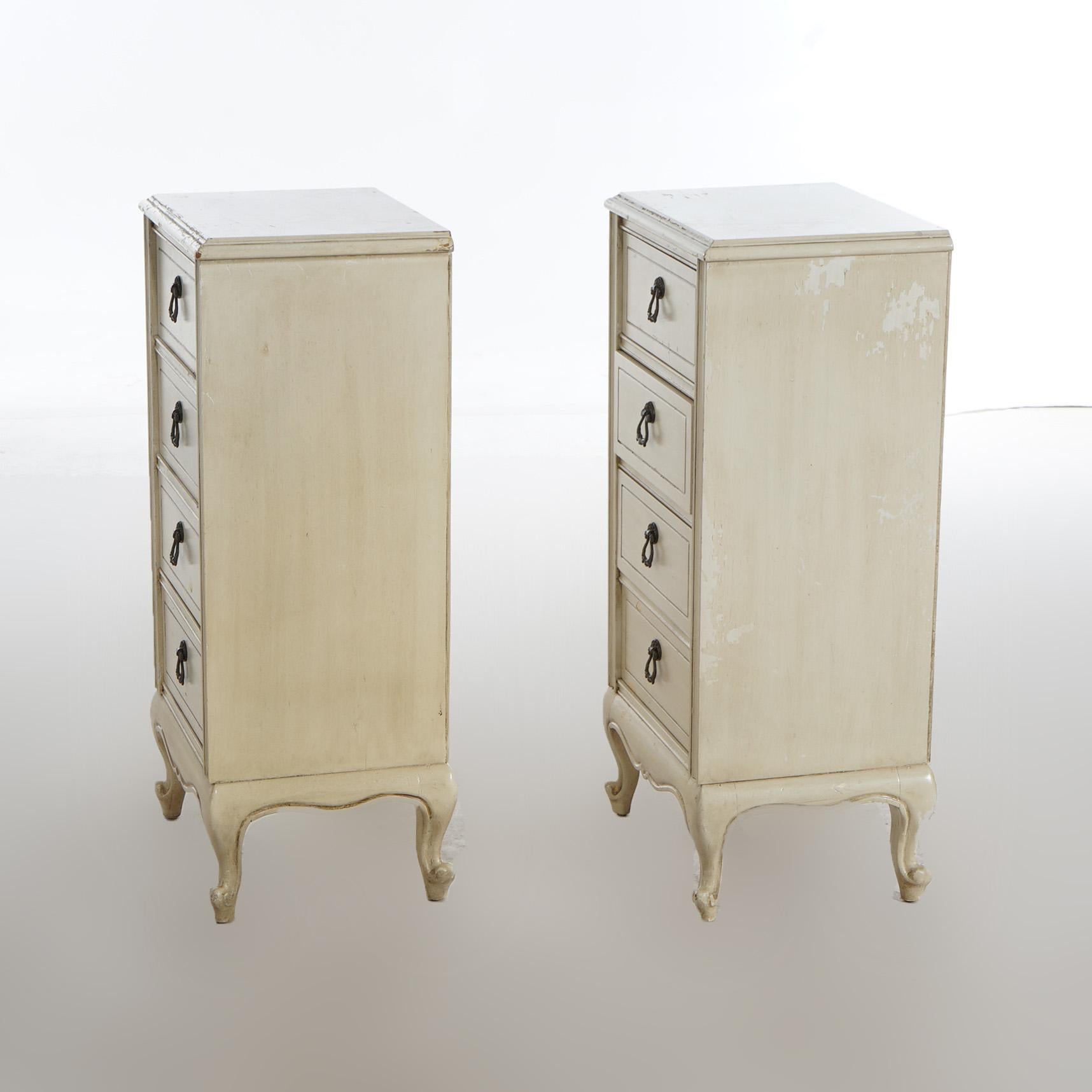 Pair French Provincial Style Four Drawer Side Cabinets 20th C For Sale 2