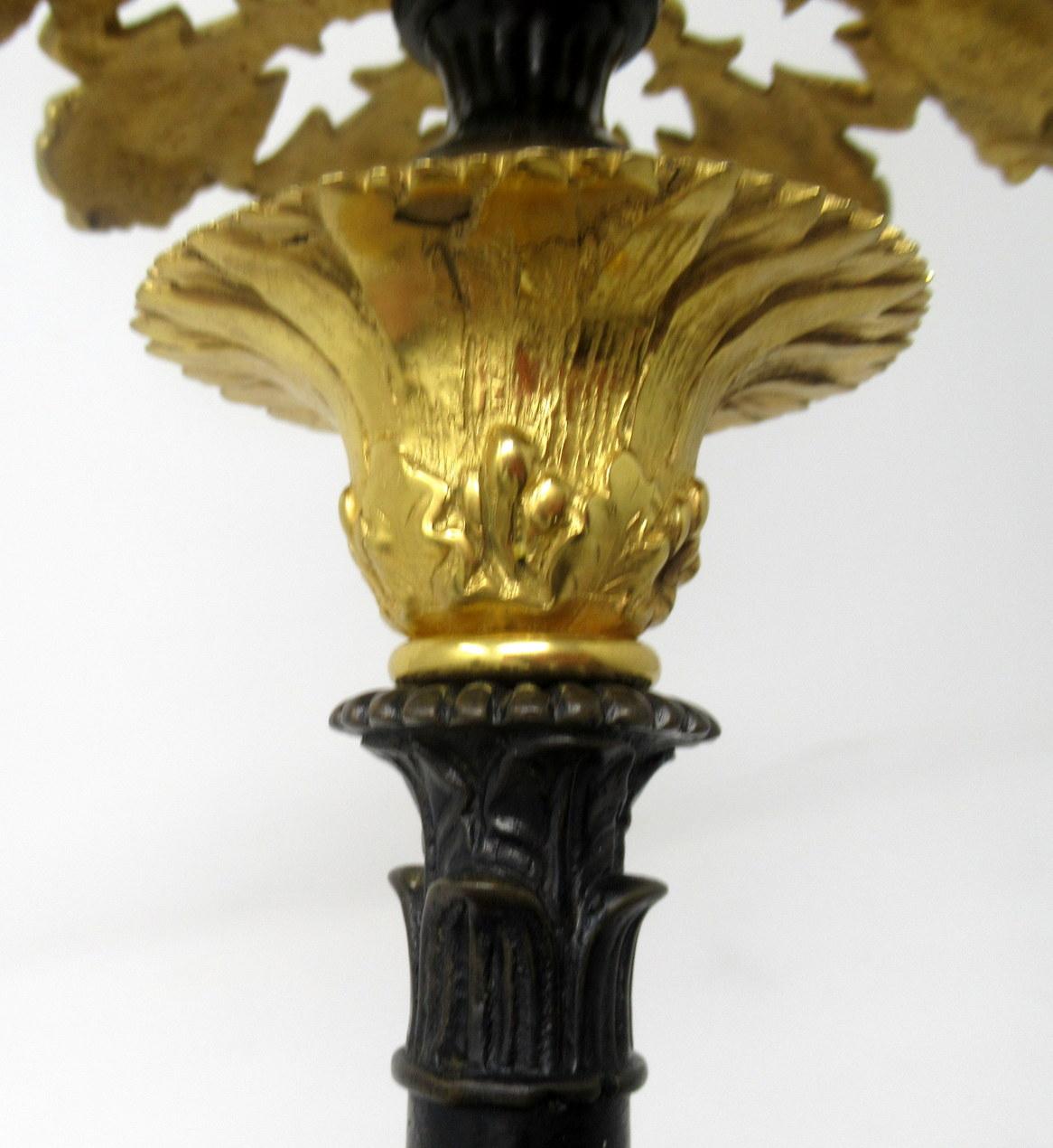 Pair of French Regency Ormolu Bronze Single Light Candlesticks Crystal Lustres 1