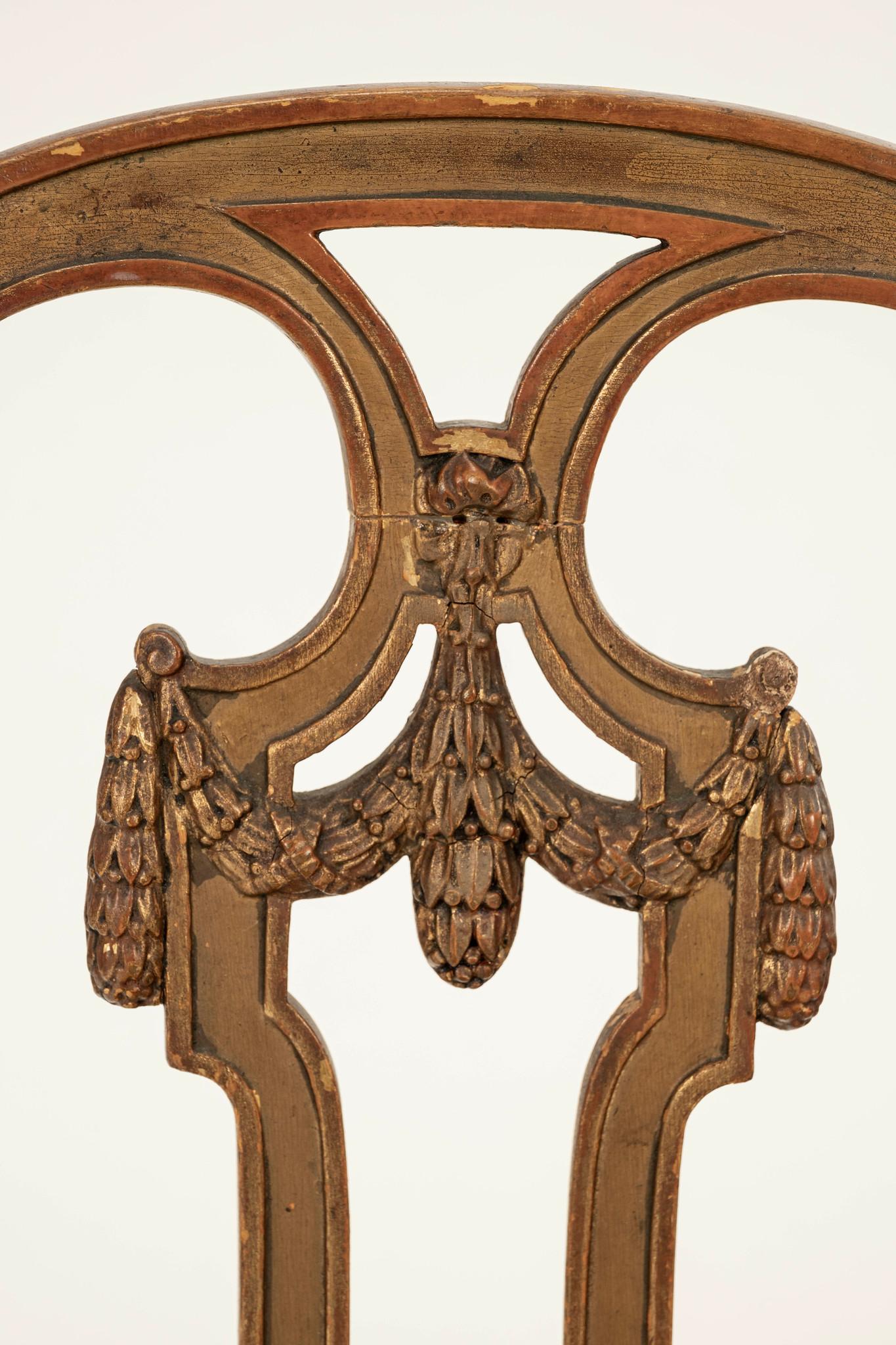 Pareja de Sillones de Música de Terciopelo de Chartreuse Dorado Estilo Regencia Francesa en venta 2