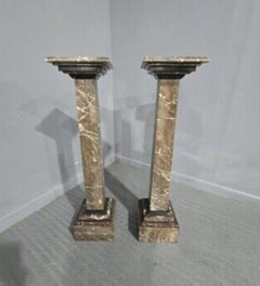 Pair French Rouge Marble Columns