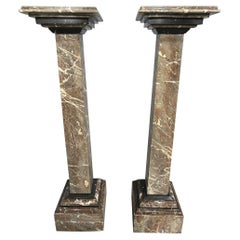 Pair French Rouge Marble Columns