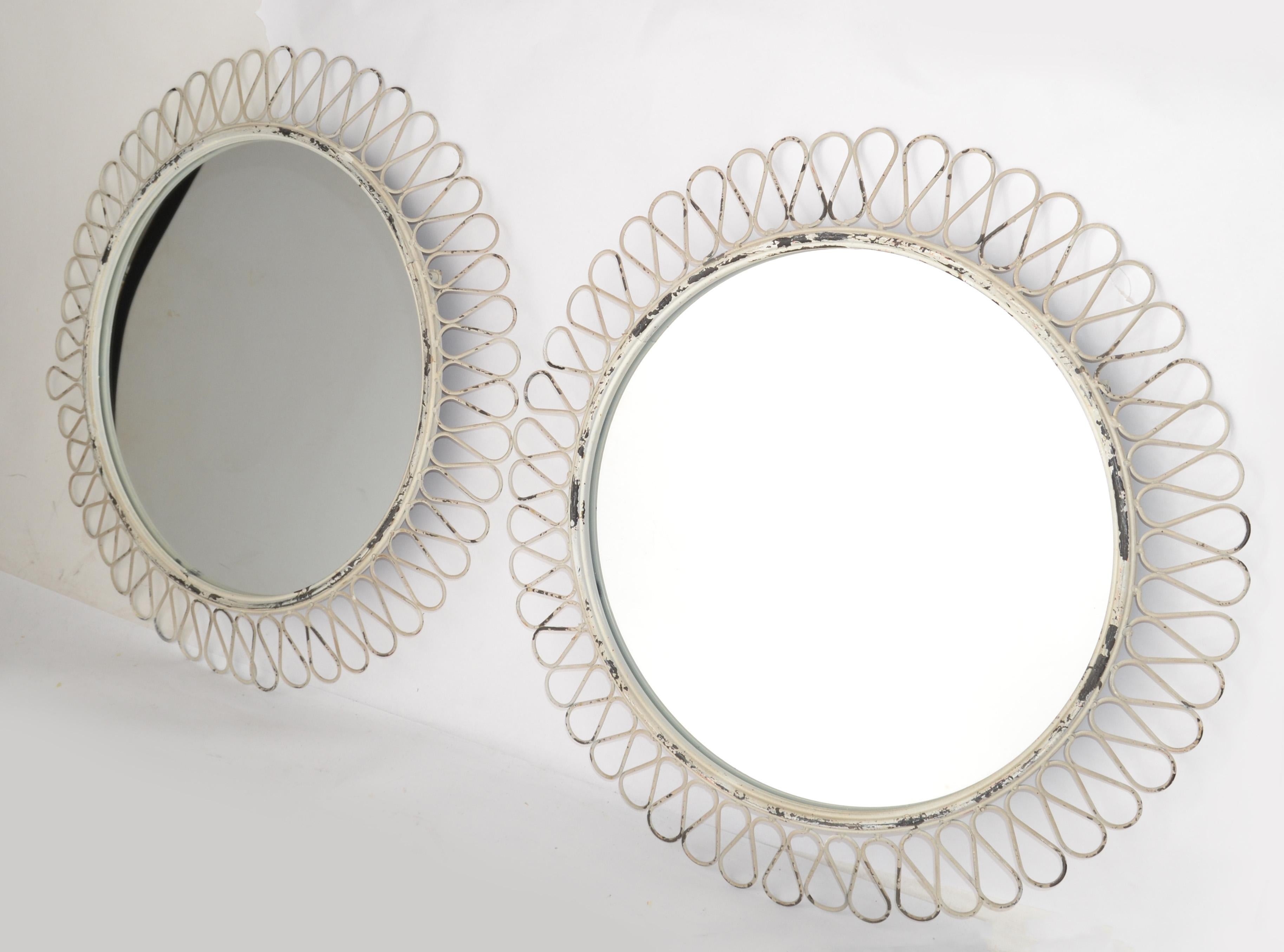 wrought iron round mirror