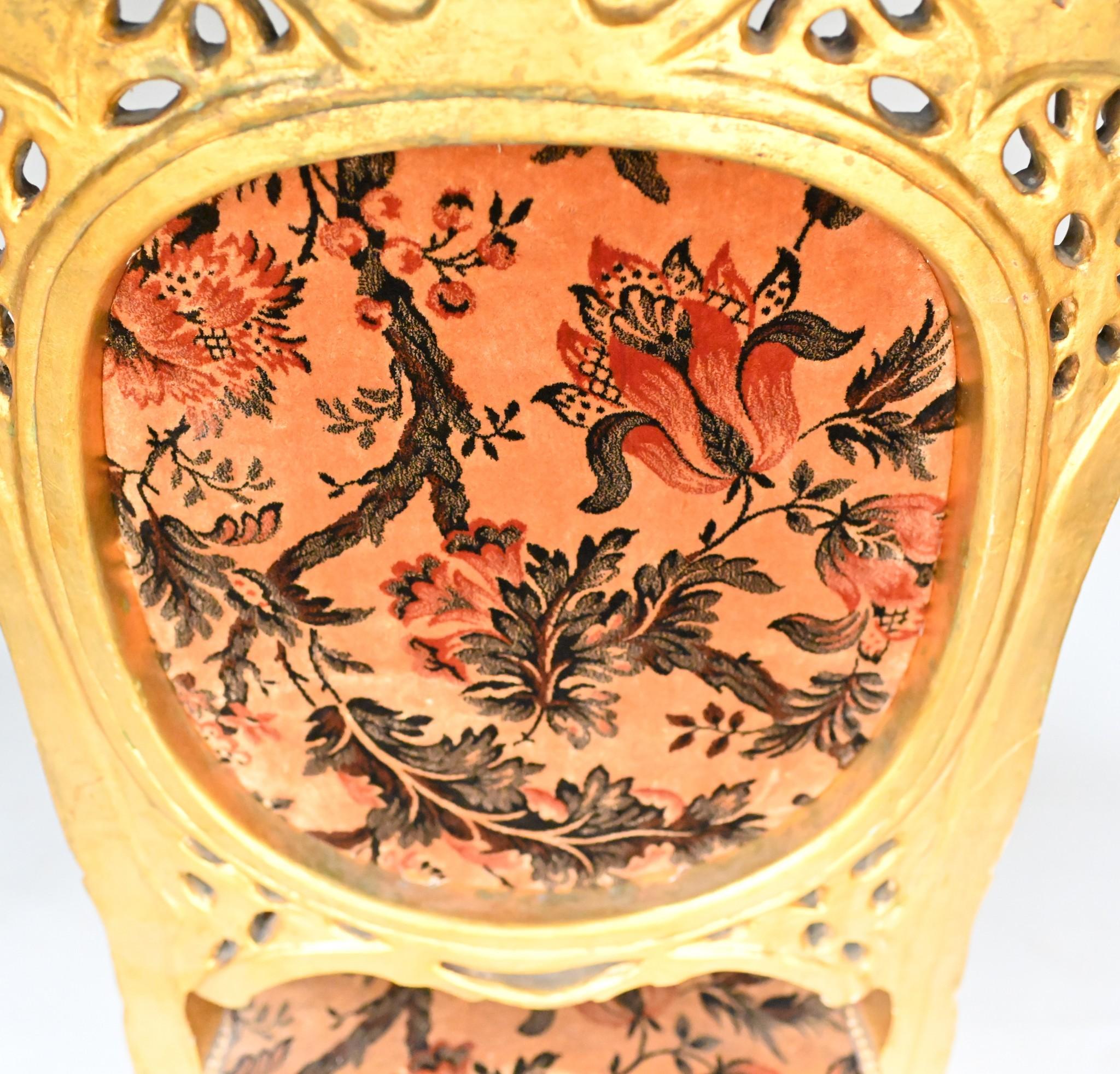 Pareja de Sillas de Salón Francesas Art Nouveau Fauteuils Doradas en venta 18