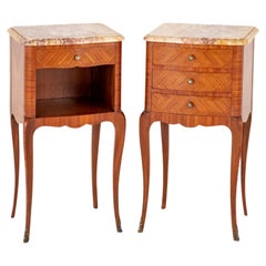 Pair French Satinwood Nightstands Used Bedside Chests