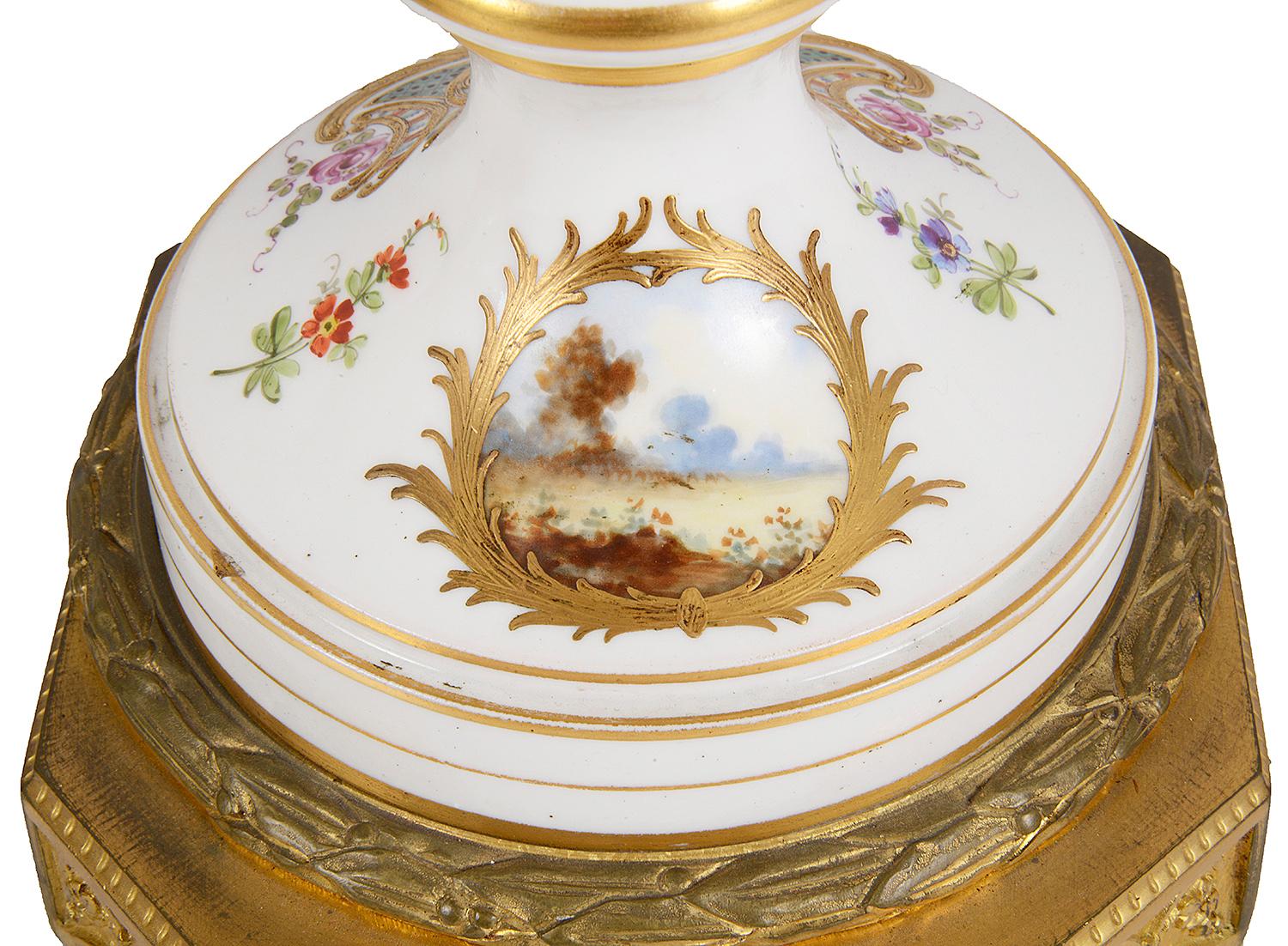 Pair of French Sevres Style Porcelain Lidded Vases, 19th Century For Sale 5