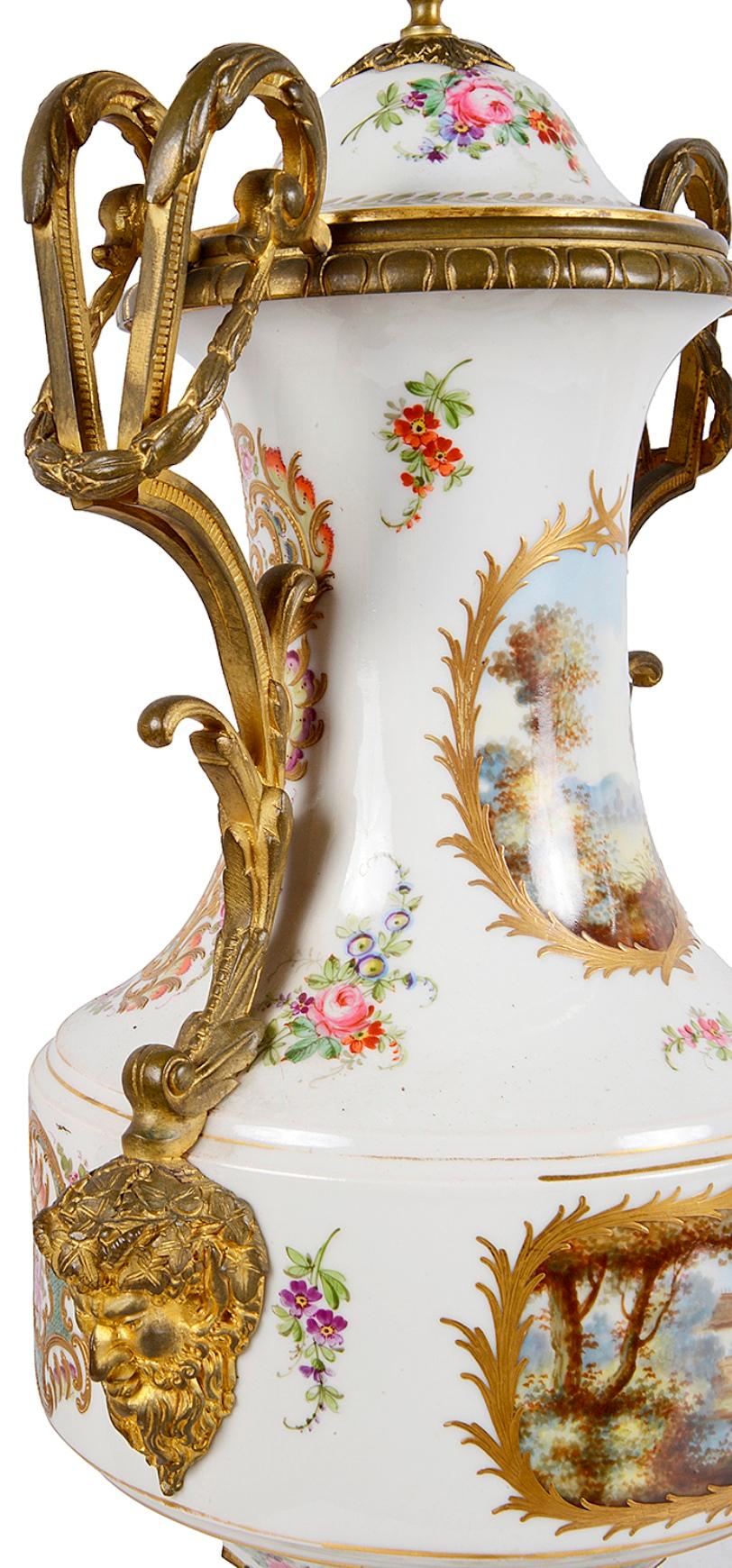 Pair of French Sevres Style Porcelain Lidded Vases, 19th Century For Sale 7