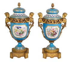 Pair French Sevres style porcelain vases. circa 1880