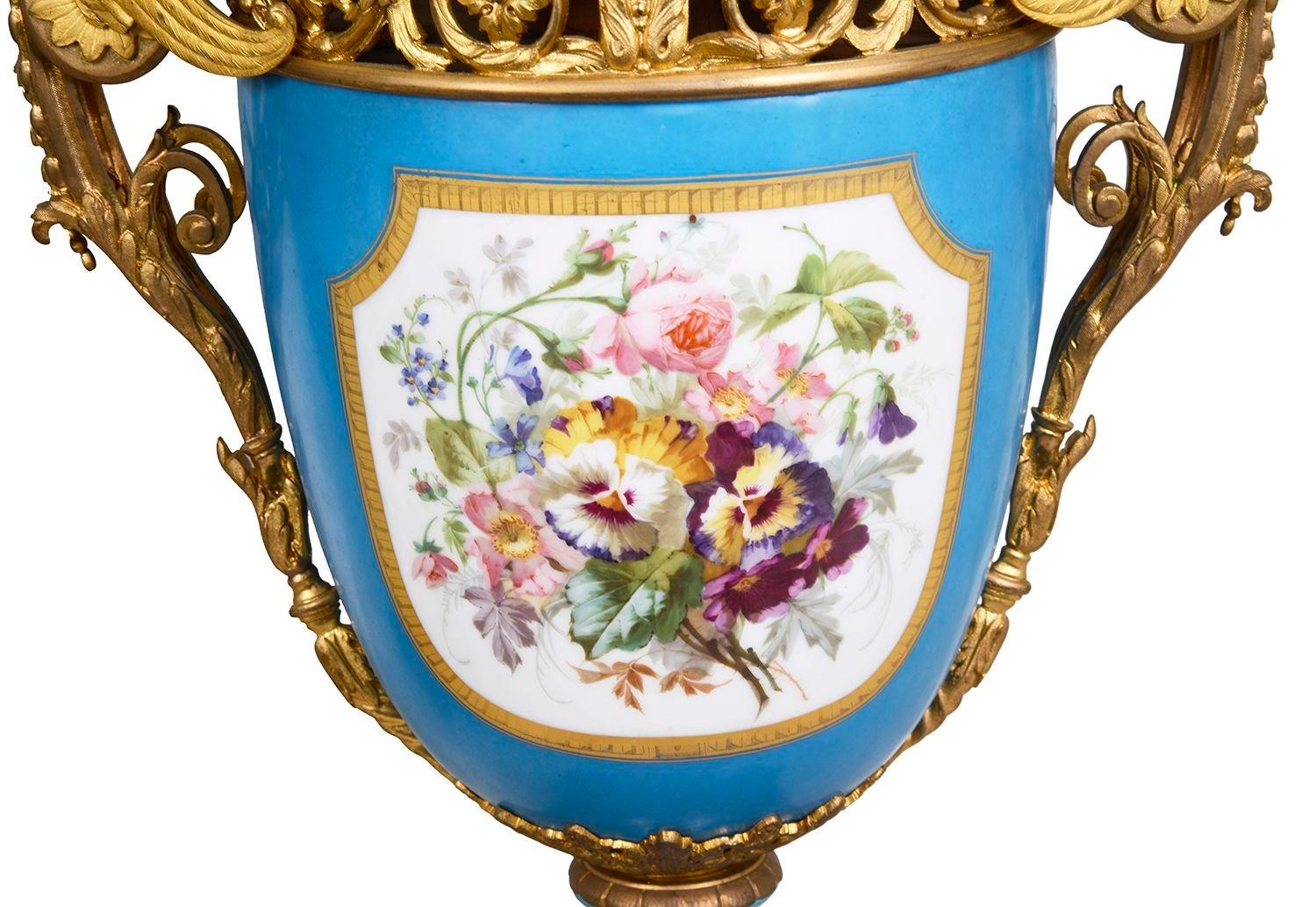 Coppia di vasi in porcellana francese in stile Sèvres. circa 1880 In condizioni buone in vendita a Brighton, Sussex