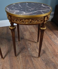 Pair French Side Tables - Empire Gilt Marble