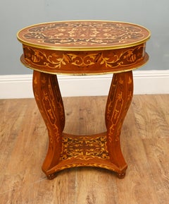 Pair French Side Tables Inlay Louis XV Revival