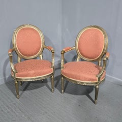 Pair French Silver Gilt Elbow Chairs
