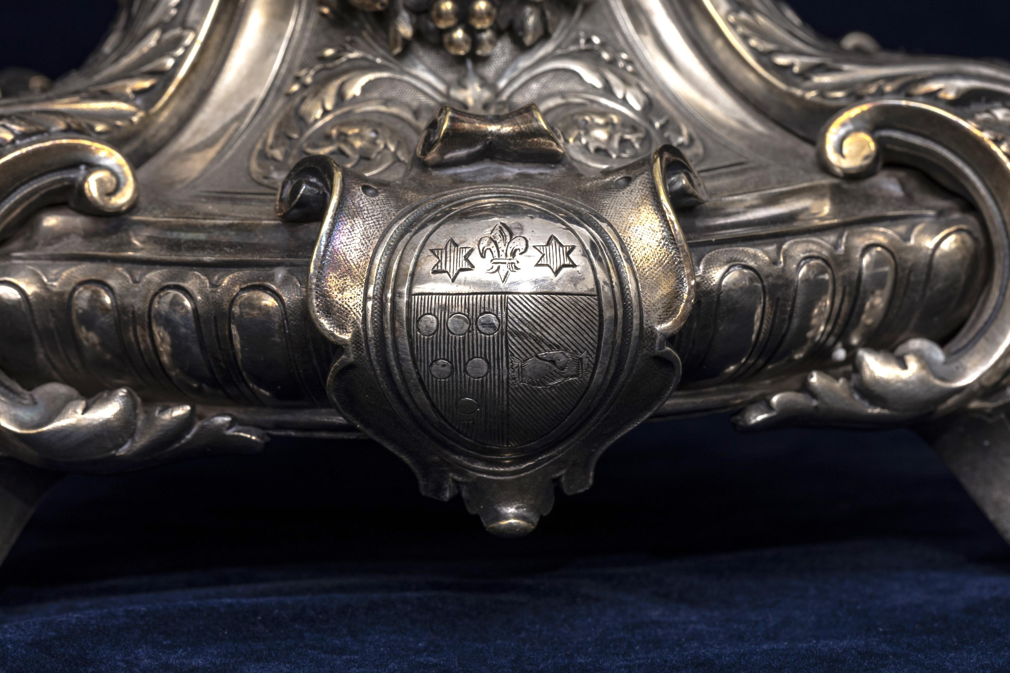 Pair French Silvered Bronze Lions Mask Plinths w/ Hand-Carved Rock Crystal Orbs For Sale 3