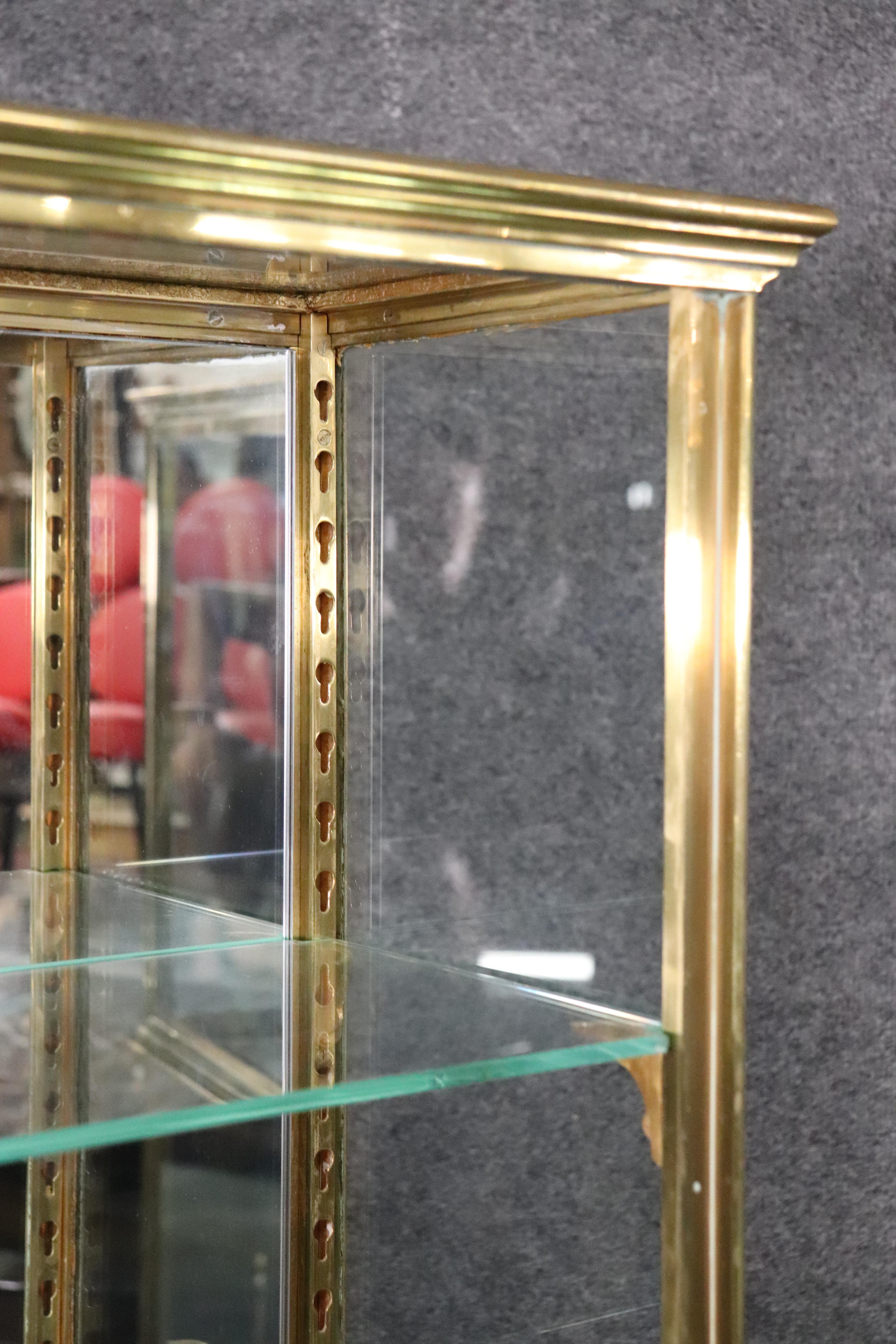 Pair of Solid Brass Directoire Style Vitrines China Display Cabinets circa 1940s 9