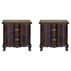 Pair French Solid Walnut Night Stands with two drawers