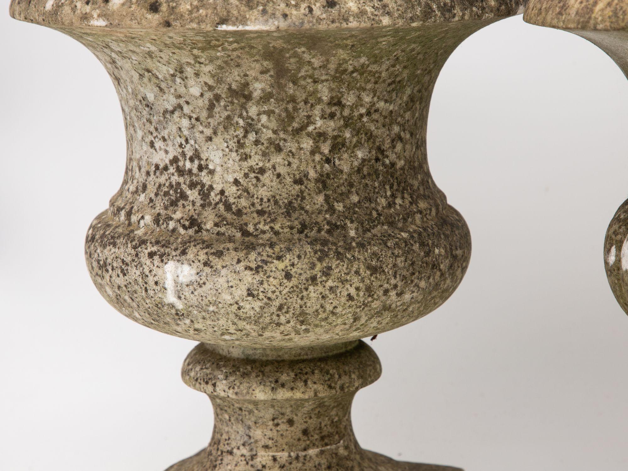 Pair French Stone Neoclassical Urns, 20th century For Sale 6