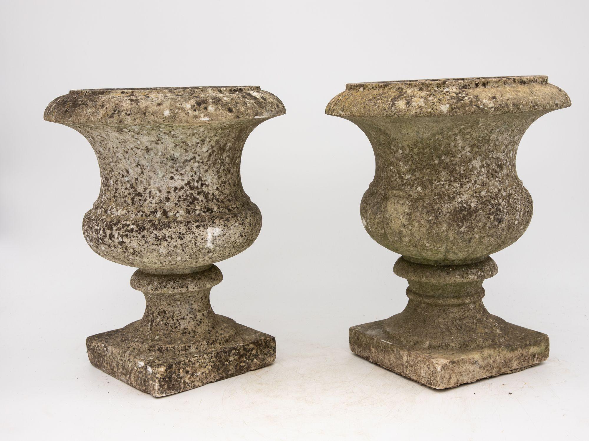 20th Century Pair French Stone Neoclassical Urns, 20th century For Sale