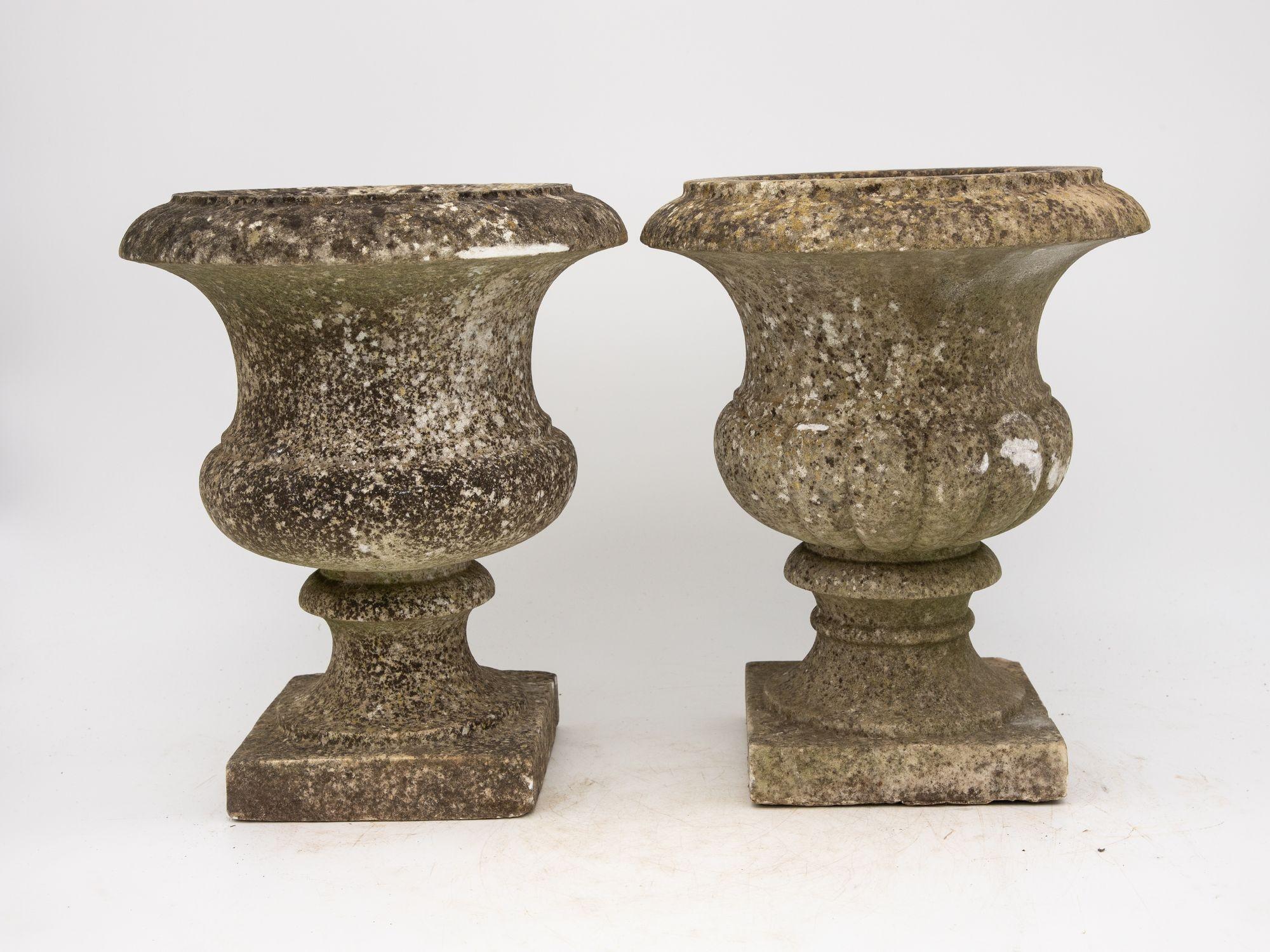 Pair French Stone Neoclassical Urns, 20th century For Sale 1