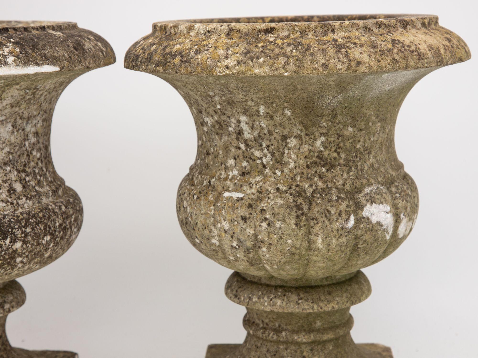 Pair French Stone Neoclassical Urns, 20th century For Sale 2