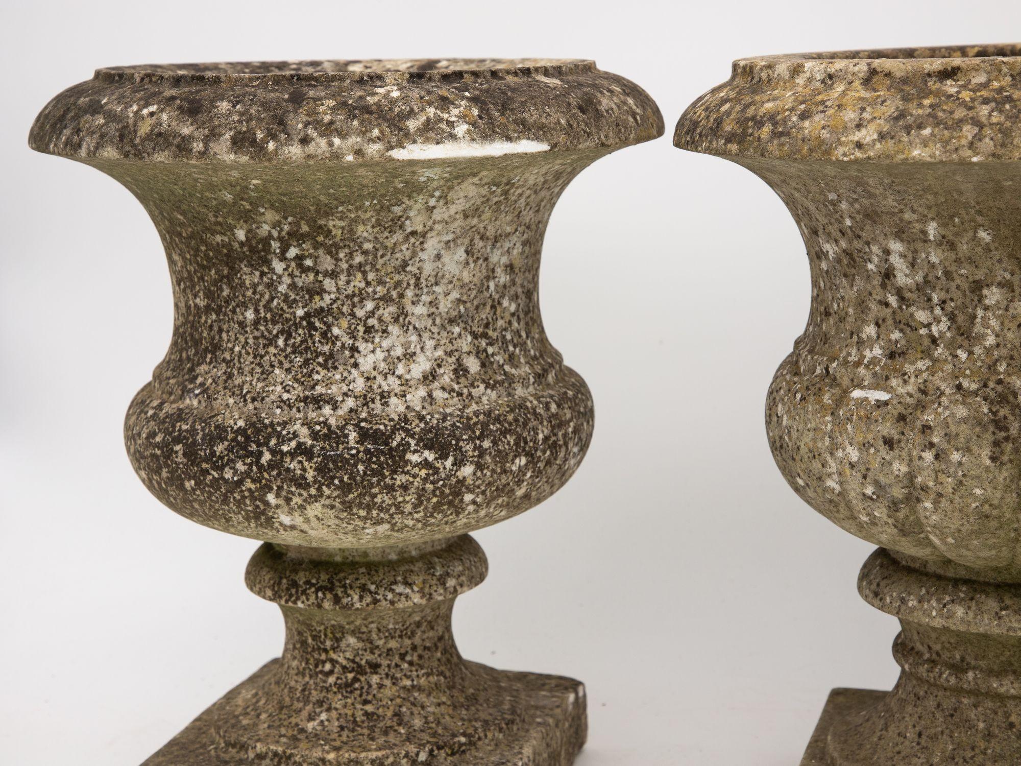 Pair French Stone Neoclassical Urns, 20th century For Sale 3